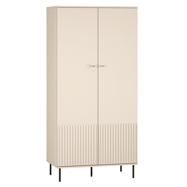 Szafa do Garderoby Sypialni Wysoka Kaszmirowa Nowoczesna Dwudrzwiowa Ryflowana Glamour SOPHIE 01