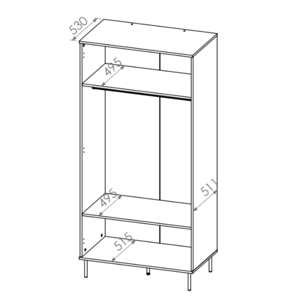 Szafa do Garderoby Sypialni Wysoka Kaszmirowa Nowoczesna Dwudrzwiowa Ryflowana Glamour SOPHIE 01
