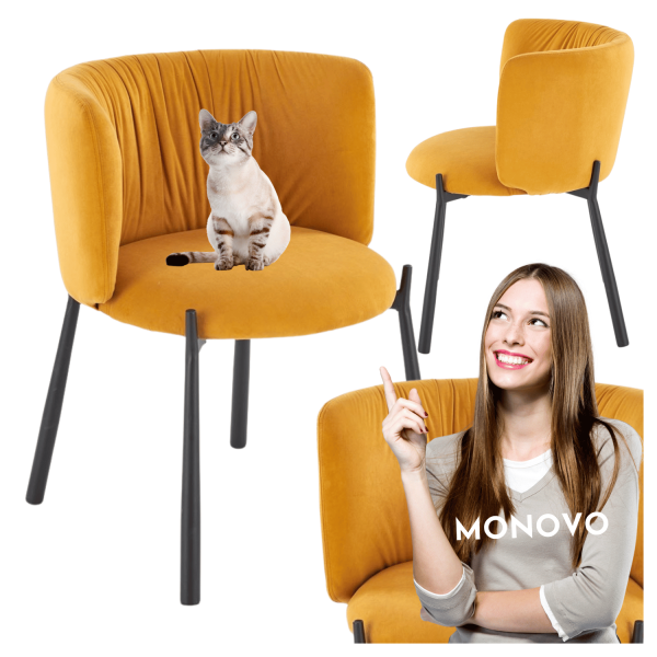 Nowoczesne Krzesło Tapicerowane Welurowe do Salonu Jadalni Loft Musztardowe K531 Halmar