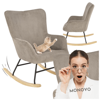 Fotel Bujany do Salonu Tapicerowany na Biegunach Kołyska Bujak Skandynawski Popielaty Szary BELMIRO Halmar