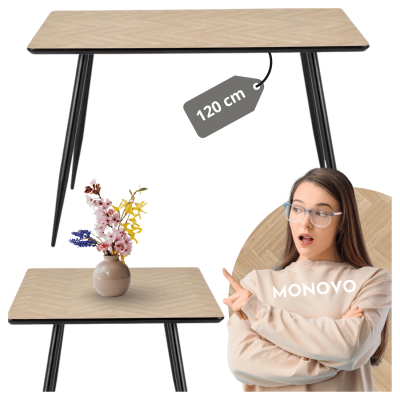 Nowoczesny Stół do Jadalni do Salonu z Blatem w Jodełkę Loft Naturalny Czarny BERTO Halmar