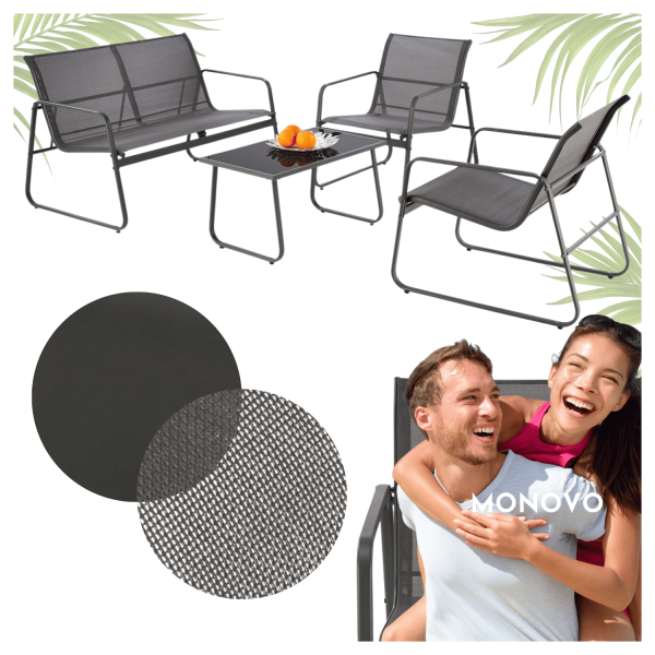 Nowoczesny Zestaw Ogrodowy 2x Fotel Sofa Ława do Ogrodu na Taras Popielaty Szary CONOR Halmar