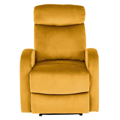 Klasyczny Fotel Rozkładany do Spania Welurowy Bujany do Salonu Musztardowy Żółty WONDER Halmar