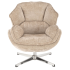Nowoczesny Fotel Obrotowy Tapicerowany do Salonu Loft Beżowy Metal Chrom GUIDO Halmar