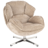 Nowoczesny Fotel Obrotowy Tapicerowany do Salonu Loft Beżowy Metal Chrom GUIDO Halmar