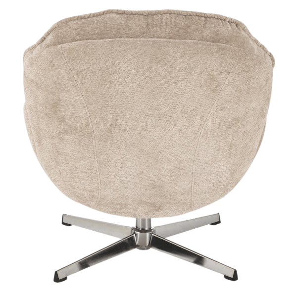 Nowoczesny Fotel Obrotowy Tapicerowany do Salonu Loft Beżowy Metal Chrom GUIDO Halmar