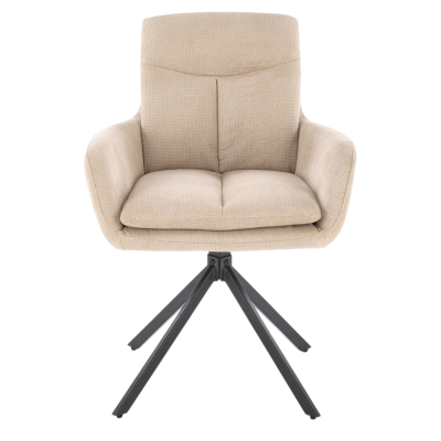 Nowoczesne Krzesło Obrotowe Tapicerowane z Podłokietnikami do Salonu Loft Beżowe K536 Halmar