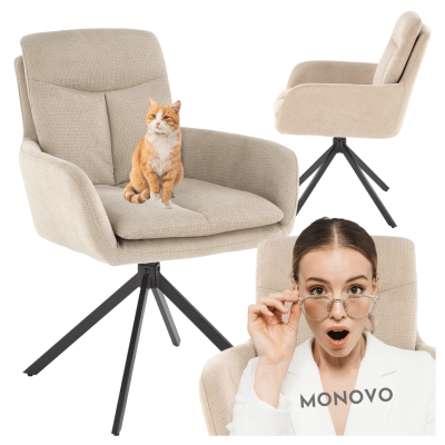 Nowoczesne Krzesło Obrotowe Tapicerowane z Podłokietnikami do Salonu Loft Beżowe K536 Halmar