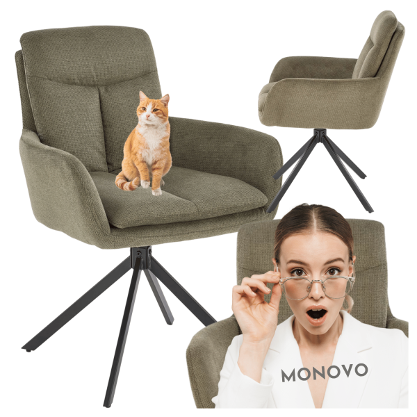 Nowoczesne Krzesło Obrotowe Tapicerowane z Podłokietnikami do Salonu Loft Oliwkowe Zielone K536 Halmar