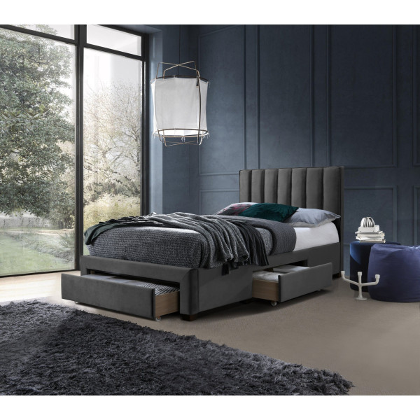 Grace 120 Łóżko Z Szufladami Popiel Velvet