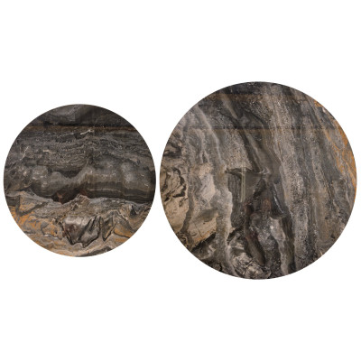 Tower Zestaw 2 Ław Brązowy Marmur / Orzechowy Halmar