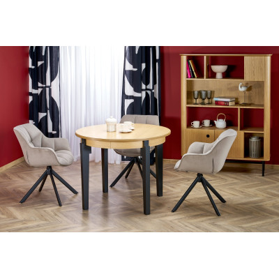 Sorbus Stół Rozkładany, Blat - Dąb Naturalny, Nogi - Czarne Halmar