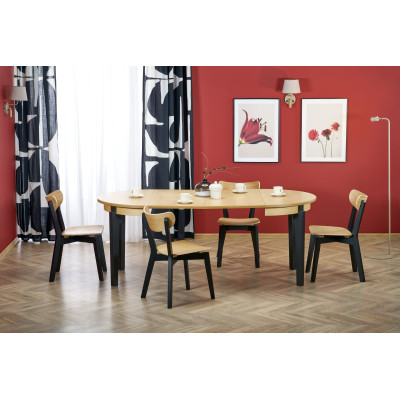 Sorbus Stół Rozkładany, Blat - Dąb Naturalny, Nogi - Czarne Halmar