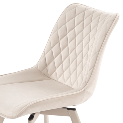 Tapicerowane Pikowane Krzesło do Salonu Jadalni Boho Skandynawskie Beżowe Jasny Beż Metalowe K520 CS Halmar