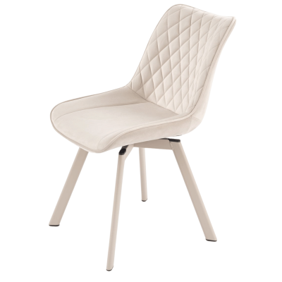 Tapicerowane Pikowane Krzesło do Salonu Jadalni Boho Skandynawskie Beżowe Jasny Beż Metalowe K520 CS Halmar