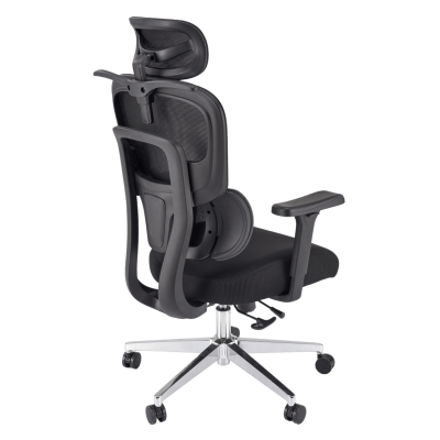 Ergonomiczny Fotel Gabinetowy z Regulowanymi Podłokietnikami Zagłówkiem do Biura Czarny Siatka BOOSTER Halmar