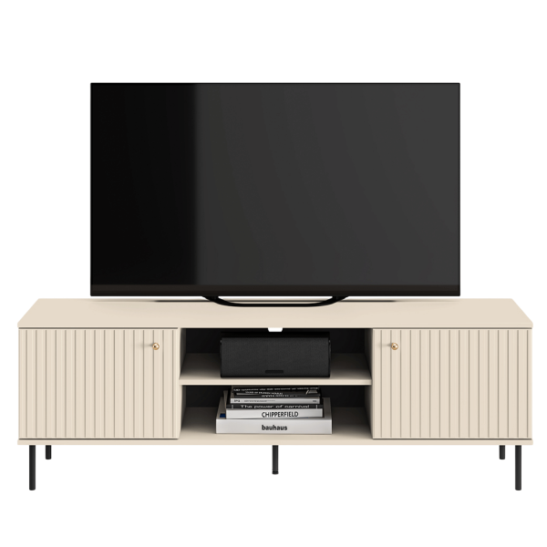 Szafka RTV Pod Telewizor Stolik RTV Niska Komoda 160 cm Kaszmirowa Ryflowana SOPHIE 06