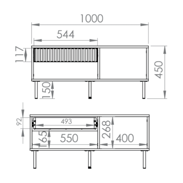 Prostokątny Stolik Kawowy z Szufladą do Salonu Ława Kaszmirowy Beżowy Ryflowany Glamour SOPHIE 10