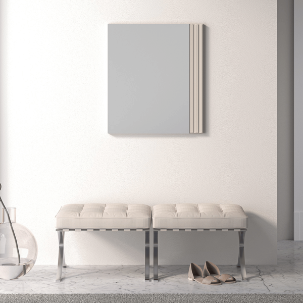 Lustro Ścienne Wiszące 61x53 cm Kaszmirowe Beżowe Ryflowane Glamour SOPHIE 21