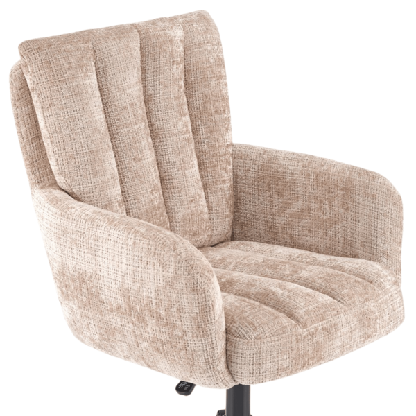 Stylowy Fotel Gabinetowy Obrotowy Pikowany z Podłokietnikami do Biura Skandynawskie Beżowy MISHEL Halmar