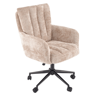 Stylowy Fotel Gabinetowy Obrotowy Pikowany z Podłokietnikami do Biura Skandynawskie Beżowy MISHEL Halmar