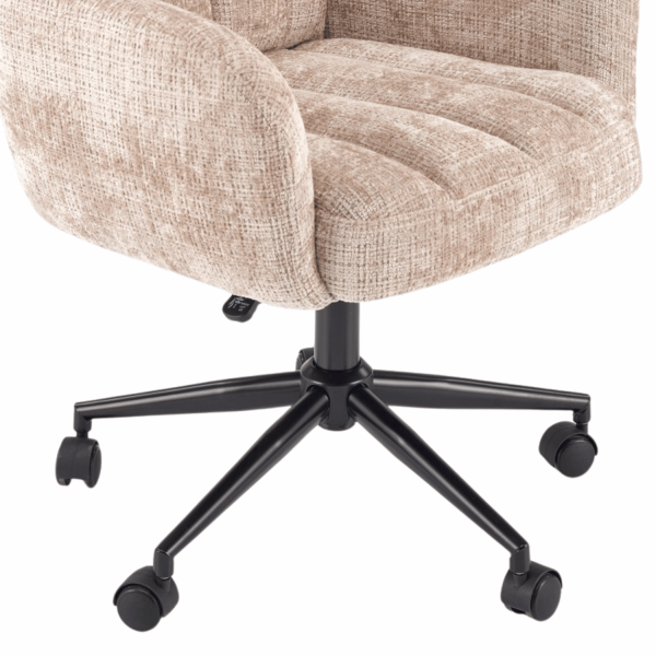 Stylowy Fotel Gabinetowy Obrotowy Pikowany z Podłokietnikami do Biura Skandynawskie Beżowy MISHEL Halmar