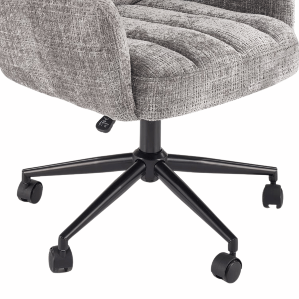 Stylowy Fotel Gabinetowy Obrotowy Pikowany z Podłokietnikami do Biura Skandynawskie Popielaty Szary MISHEL Halmar