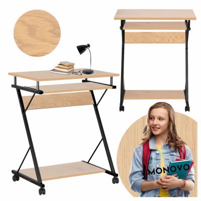 Biurko Komputerowe Dąb Naturalny Młodzieżowe Na Kółkach Do Pokoju Do Biura ERA