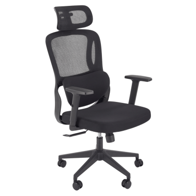 Ergonomiczny Fotel Gabinetowy Funkcja MULTIBLOCK do Biura Komputera Czarny Siatka MATEUS Halmar