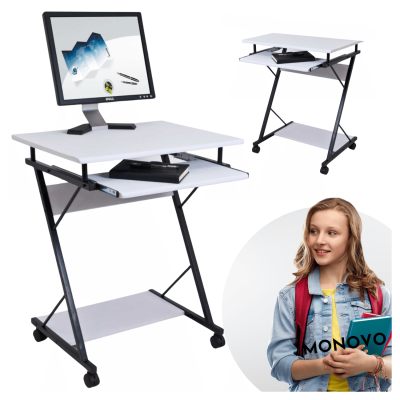 Biurko Białe Komputerowe Młodzieżowe Na Kółkach Do Pokoju Do Biura ERA