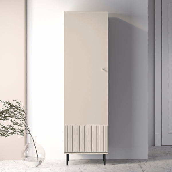 Szafa Pojedyncza do Sypialni Przedpokoju Wysoka Kaszmirowa Ryflowana na Nóżkach SOPHIE 12