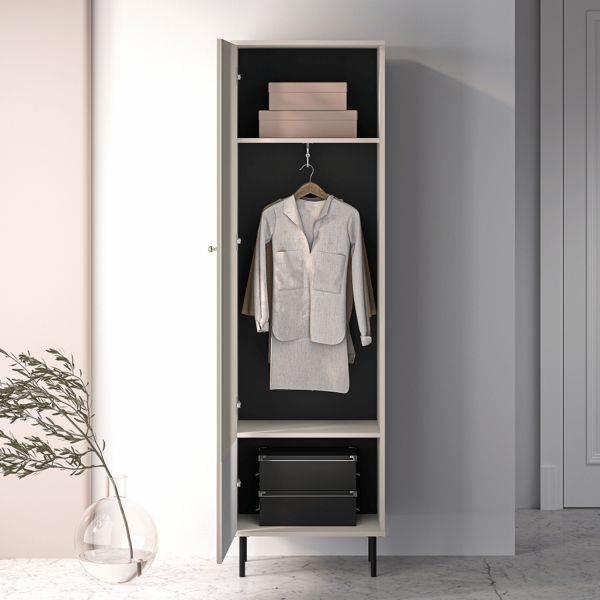 Szafa Pojedyncza do Sypialni Przedpokoju Wysoka Kaszmirowa Ryflowana na Nóżkach SOPHIE 12