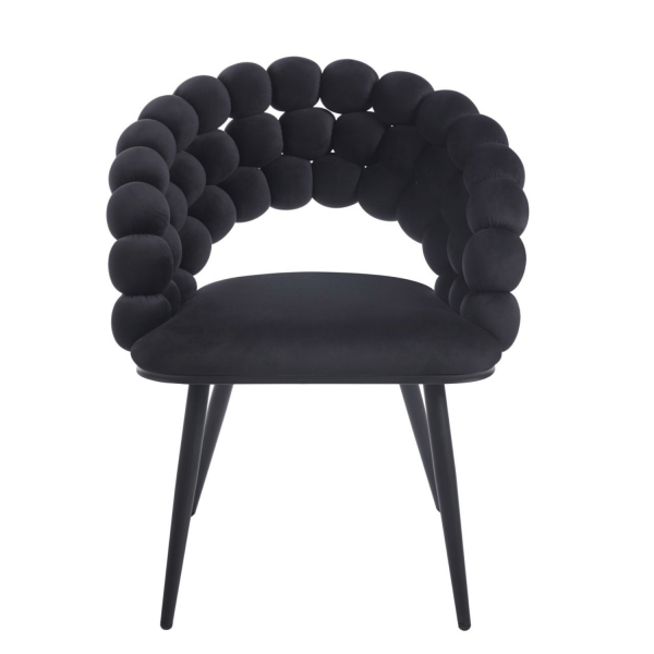Nowoczesne Krzesło Welurowe Do Jadalni Salonu Glamour Velvet Plecione Oparcie Czarne BUBLI