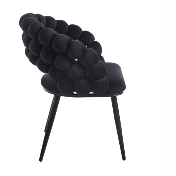 Nowoczesne Krzesło Welurowe Do Jadalni Salonu Glamour Velvet Plecione Oparcie Czarne BUBLI