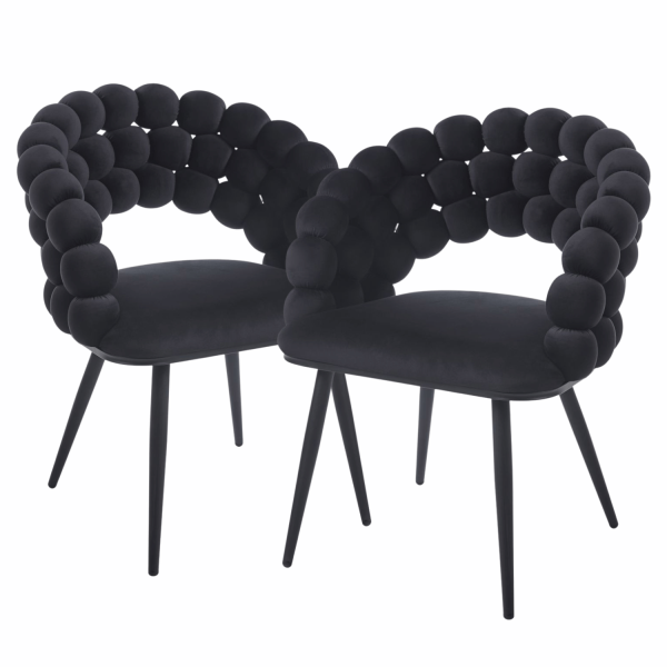 Nowoczesne Krzesło Welurowe Do Jadalni Salonu Glamour Velvet Plecione Oparcie Czarne BUBLI