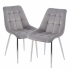 Nowoczesne Pikowane Tapicerowane Krzesło Loft Welurowe Do Salonu Jadalni Szare Chrom CHIC