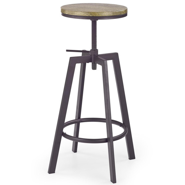 Hoker Barowy Metalowy Loft Dębowy Regulowany H64 Bok
