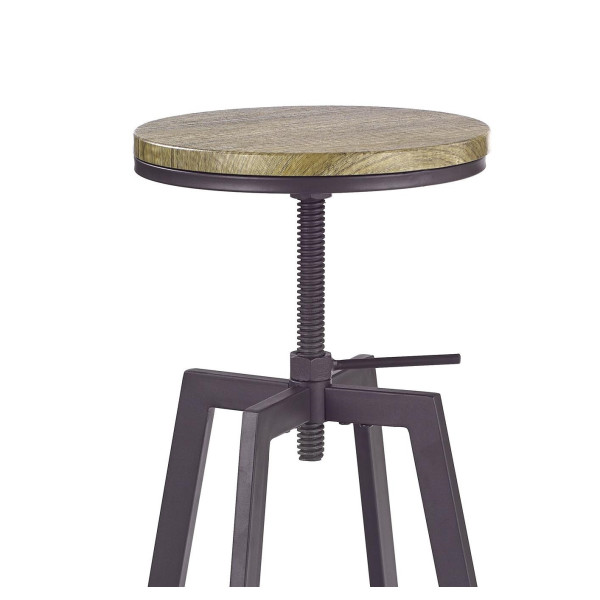 Hoker Barowy Metalowy Loft Dębowy Regulowany H64 Zbliżenie Siedzisko