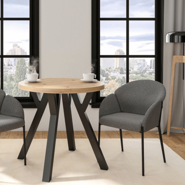 Nowoczesny Okrągły Stół Do Salonu 80 cm Loft Dąb Artisan Stół Kuchenny OVO