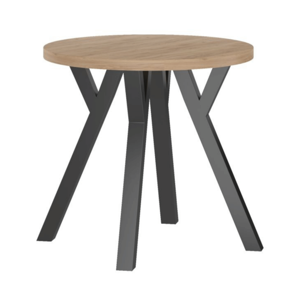 Nowoczesny Mały Stół Okrągły Do Salonu 80 cm Loft Stół Kuchenny Dąb Złoty Craft OVO