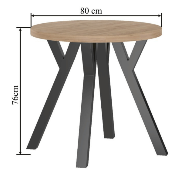 Nowoczesny Mały Stół Okrągły Do Salonu 80 cm Loft Stół Kuchenny Dąb Złoty Craft OVO