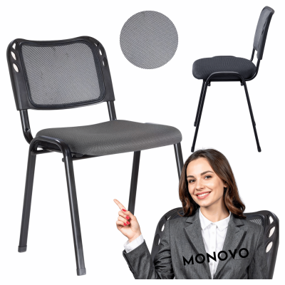 Nowoczesne Ergonomiczne Krzesło Tapicerowane Biurowe Atest BHP Szare PROX