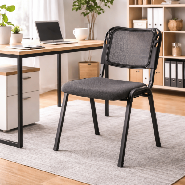 Nowoczesne Ergonomiczne Krzesło Tapicerowane Biurowe Atest BHP Szare PROX