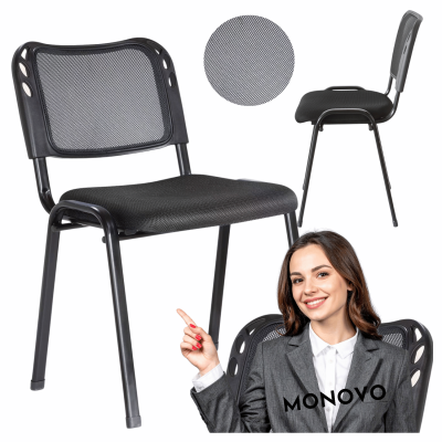 Ergonomiczne Krzesło Tapicerowane Nowoczesne Biurowe Atest BHP Czarne PROX