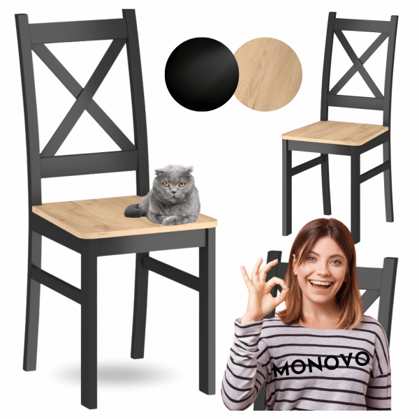 Nowoczesne Krzesło Kuchenne Skandynawskie Loft Do Jadalni Salonu Czarne Dąb Złoty Craft BILO