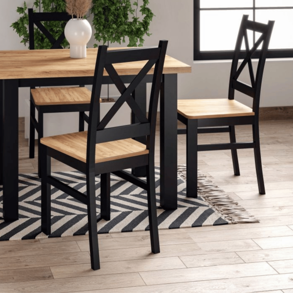 Nowoczesne Krzesło Kuchenne Skandynawskie Loft Do Jadalni Salonu Czarne Dąb Złoty Craft BILO