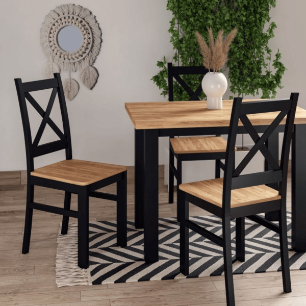 Nowoczesne Krzesło Kuchenne Skandynawskie Loft Do Jadalni Salonu Czarne Dąb Złoty Craft BILO