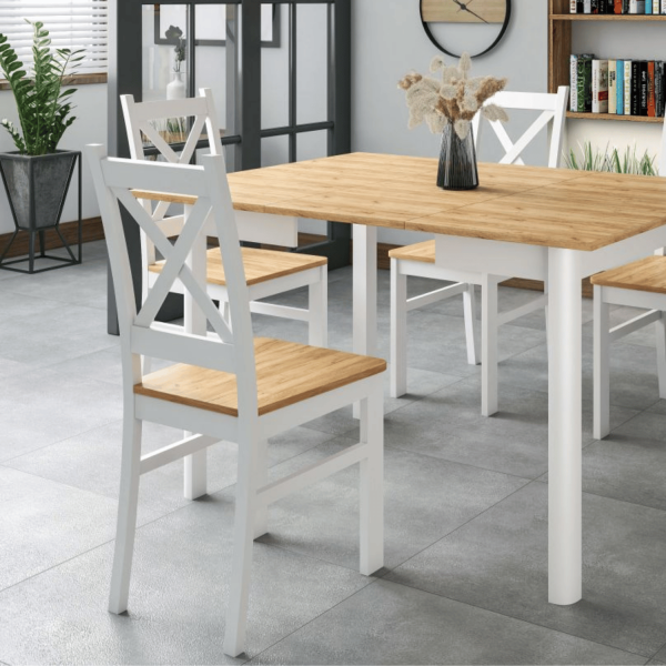 Białe Krzesło Kuchenne Skandynawskie Loft Do Jadalni Salonu Nowoczesne Dąb Złoty Craft BILO