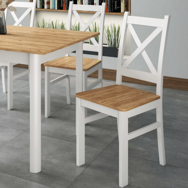 Białe Krzesło Kuchenne Skandynawskie Loft Do Jadalni Salonu Nowoczesne Dąb Złoty Craft BILO