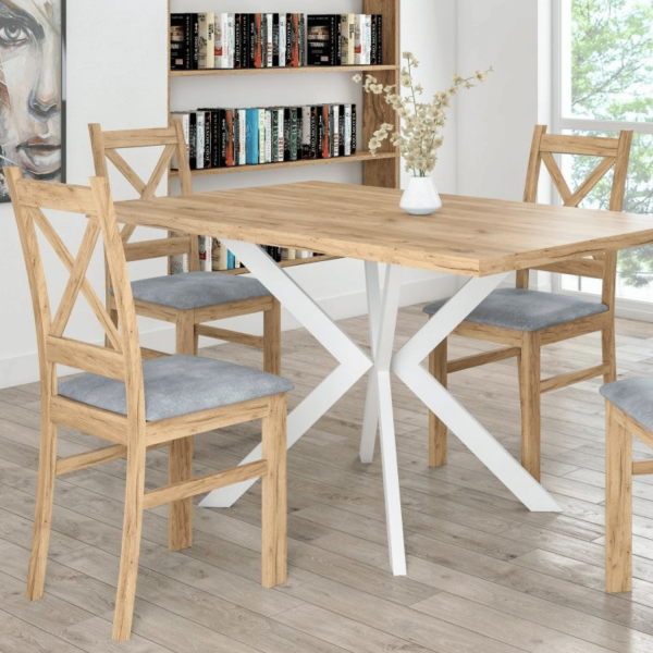Nowoczesne Krzesło Kuchenne Loft Do Jadalni Salonu Szare Dąb Złoty Craft BILO